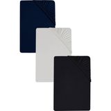Cotenconcept 3 Adet Düz Pamuklu Tek Kişilik 140 x 200 cm Lastikli Penye Çarşaf - Açık Gri - Siyah