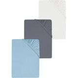 Cotenconcept 3 Adet Düz Pamuklu Tek Kişilik 80 x 200 cm Lastikli Penye Çarşaf - Mavi - Beyaz
