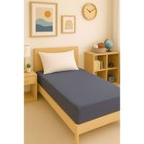 Cotenconcept 80 x 200 cm Düz Pamuklu Tek Kişilik Lastikli Fitted Penye Çarşaf - Antrasit