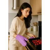 Cotenconcept Pamuklu Fırın Eldiveni ve Tutacak Seti 20X20 - 19X30 cm - Standart - Lila