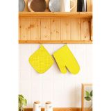 Cotenconcept Pamuklu Fırın Eldiveni ve Tutacak Seti 20X20 - 19X30 cm - Tek Ebat - Sarı