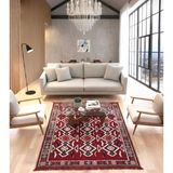 Coton Anadolu Şark Köşesi Halısı Otantik Kilim Desenli, Doğal Dokulu,dayanıklı Salon ,balkon, Teras Halısı - 120 x 180 cm - Kırmızı