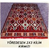 Coton Anadolu Şark Köşesi Halısı Otantik Kilim Desenli, Doğal Dokulu,Dayanıklı Salon ,Balkon, Teras Halısı 80x150 cm - Kırmızı - 80 x 150 cm