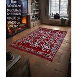 Coton Anadolu Şark Köşesi Halısı Otantik Kilim Desenli, Doğal Dokulu,dayanıklı Salon ,balkon, Teras Halısı,Koridor - 200 x 300 cm - Kırmızı