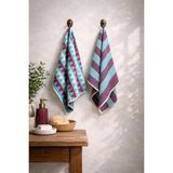 Coton Delux %100 Pamuk 50X70 Mutfak Havlusu 2’li Set – Yüksek Emici, Yumuşak Dokulu - Bordo - Mavi - 50 x 70 cm