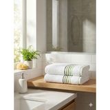 Coton Delux 2’li %100 Pamuk El & Baş Havlusu 50X90 cm – Yumuşak Dokulu, Yüksek Emicilik - 50 x 90 cm - Krem - Yeşil