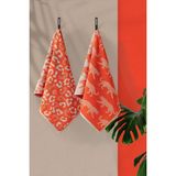 Coton Delux 2’lı %100 Pamuk El / Yüz Havluları 50X70 cm – Leopar Desenli Renkli - 50 x 70 cm - Turuncu