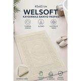 Coton Delux 45X65 cm Welsoft Kaydırmaz Banyo Paspası | Yumuşak Dokulu, Su Emici, Tabanı Kaymaz - Krem