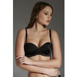 Cotonhause 336050 Straplez Lotus Lazer Kesim Boş Cup Siyah Kadın Sütyen