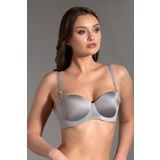 Cotonhause 336055 Straplez Lotus Lazer Kesim Push-Up Gri Sütyen