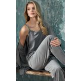 cotonhause Kadın 3 Lü Kadife Gri Pijama Takımı C1T3N402-1 GRİ XL