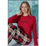 cotonhause Kadın Uzun Kol Kırmızı Pijama Takımı C5T0N9O02-11 KIRMIZI S-M