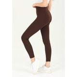 Cotonhause Yüksek Bel, Fitilli, Kahverengi Toparlayıcı Interlok Beli Lastikli Örme Tayt 03001 - S - Kahve