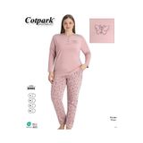Cotpark Kadın Büyük Beden Pamuklu Uzun Kollu Pijama Takımı 30446