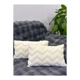 Cottella 2'li Bohem Özel Desen Punch Panç Desen Dekoratif Kırlent Kılıfı Zikzak Krem Renk 28x50 cm