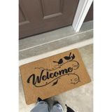 Cotto Home Coco Entry PS30A Welcome Kuş Desenli Kalın Kaymaz Taban Nem Alıcı Şık Tasarım Kapı Önü Paspası