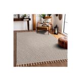 Cotto Home Effect EF003A Kahverengi Halı Geometrik Desenli Jüt Taban Salon Halısı Yatak Odası