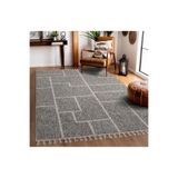 Cotto Home Effect EF008A Antrasit Halı Geometrik Jüt Taban Salon Yatak Odası Mutfak Koridor Halısı