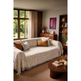 Cotto Home Pamuklu Kaymaz Koltuk Örtüsü 170X220cm - Bej Çok Amaçlı Örtü Pike Koltuk Şalı WL003B