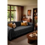 Cotto Home Pamuklu Kaymaz Koltuk Örtüsü 170X220CM - Gri Çok Amaçlı Örtü Pike Koltuk Şalı WML007G - Antrasit