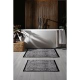 Cotto Home Rothi Pamuklu Kaymaz Taban Gri 2'li Banyo Paspas Seti 60x100 60x150 Yıkanabilir Modern Şönil
