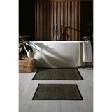 Cotto Home Rothi Pamuklu Kaymaz Taban Yeşil 2'li Banyo Paspas Seti 60x100 60x50 Yıkanabilir Modern Şönil