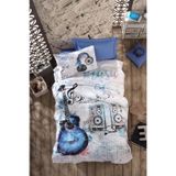 Cotton Box 180x240 cm Genç Ranforce Tek Kişilik Guitar Mavi Nevresim Takımı