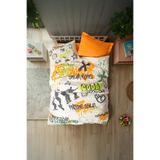 COTTON BOX 38.00000072 Genç Odası Tek Kişilik Lastikli Çarşaflı Nevresim Takımı Graffiti Oranj,100 x 200 Orange