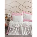 Cotton Box 3D Jolie Pembe 200 x 220 cm Nakışlı Saten Çift Kişilik Nevresim Takımı