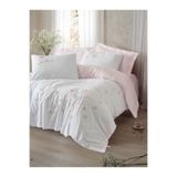 Cotton Box 3D Nakışlı Saten Çift Kişilik Nevresim Takımı Charming Pudra