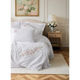 Cotton Box 3D Nakışlı Saten Çift Kişilik Nevresim Takımı Floret Beyaz - 200 x 220 cm