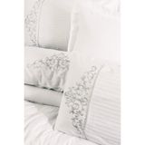 COTTON BOX 8680108072172 Brode Nakışlı Çift Kişilik Saten Nevresim Takımı Genny Beyaz,Çift Kişilik Beyaz