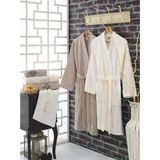 Cotton Box Aile Bornoz Seti Nakışlı Bukle Krem