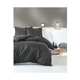 Cotton Box Antrasit Elegant Stripe Pamuk Yatak Odası Saten Çift Kişilik Nevresim Takımı