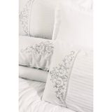 Cotton Box Brode Nakışlı Çift Kişilik Saten Genny Beyaz 200 x 220 cm Nevresim Takımı