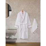 Cotton Box Classic Bornoz Seti Helya Beyaz Unisex L/XL - Renkli - Standart