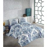 Cotton Box Egina Mavi Çift Kişilik Yastık Kılıfı ve Pike - 220 x 230 cm - Renkli