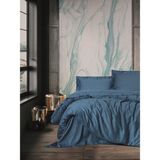 Cotton Box Elegant Mavi Çift Kişilik Saten Nevresim Takımı - 200 x 220 cm - Gri