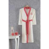 Cotton Box Fine Ekru & Mercan Bornoz - S - M