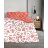 Cotton Box Flanel Çift Kişilik Flowerland Kırmızı Nevresim Takımı