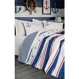 Cotton Box Maritime Çift Kişilik Nevresim Takımı Brine Ekru Mavi