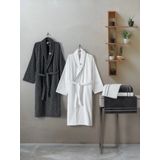 Cotton Box Masculine Carlos Carlos Beyaz Antrasit Aile Bornoz Seti