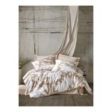 COTTON BOX MSTK08876 Saten Line Çift Kişilik Nevresim Takımı-Loren Bej,200 x 220 Bej