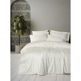 Cotton Box Nakışlı Saten Çift Kişilik Luxe Ekru Nevresim Takımı - 200 x 220 cm