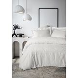 Cotton Box Nakışlı Saten Çift Kişilik Nevresim Takımı Galant Beyaz