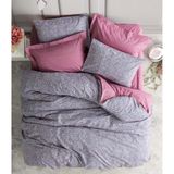 Cotton Box Petite Penny-Gülkurusu Tek Kişilik Nevresim Takımı 1737 - Gri - Gül Kurusu - 160 x 220 cm