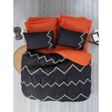 Cotton Box Puf Nakışlı Ranforce Mirely Siyah Kiremit 100 x 100 cm Çift Kişilik Nevresim Takımı