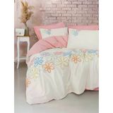 Cotton Box Puff Nakışlı Çift Kişilik Nevresim Takımı Bellis Pembe