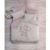 Cotton Box Ranforce Bellini Pembe 100x100 cm Puff Nakışlı Çift Kişilik Nevresim Takımı