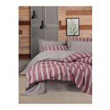 Cotton Box Ribbed Cift Kisilik Nevresim Takimi Bande Bordo